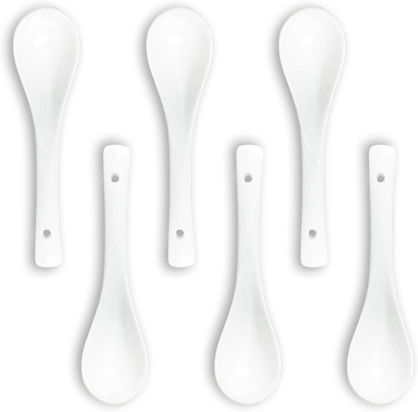 Asian Soup Spoons, Ceramic Chinese Japanese Spoons Set