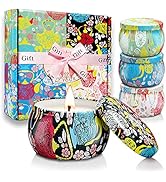 Blooming Flowers Scented Candles Gift Set, Natural Soy Aromatherapy Candles with 120 Hours Burn f...