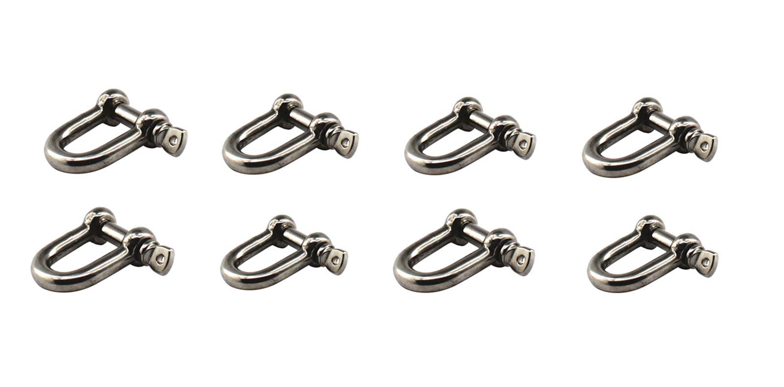 304 stainless steel D-ring shaped M8 shackle heavy duty Load lifting clamp for chain marine buckle pack of 8