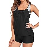 Tempt Me Women Tankini Swimsuits with Shorts - Two Piece Tummy Control Bathing Suit Racerback Sporty Swimwear 2025