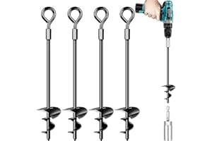 Payivsve Ground Anchors, Heavy Duty Swing Set Anchors, Spiral Earth Anchor for Trampoline, Camping, Shed, Canopies, Metal Trampoline Anchor Resistant Strong Wind