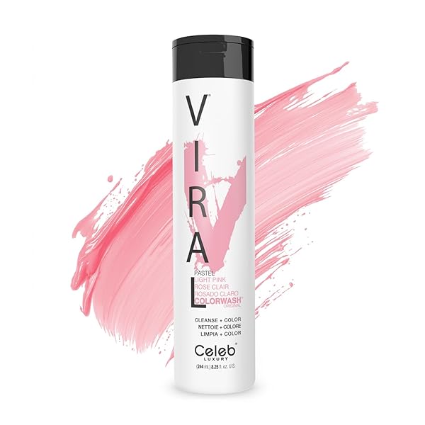 CELEB LUXURY VIRAL COLORWASH, PROFESSIONAL SEMI-PERMANENT HAIR COLOR DEPOSITING SHAMPOO, PASTEL LIGHT PINK, 8.25 FL OZ (PACK OF 1)