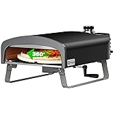 Q PIZZA Gas Pizza Oven with Manual Rotating Stone, Tabletop Portable Propane Grill Oven, Outdoor Gas Stove For Outside Garden