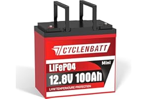 CYCLENBATT 12V 100Ah Mini LiFePO4 Lithium Battery, Low-Temp Protection 12V 100Ah Lithium Battery Built in 100A Smart BMS, Up to 15000 Deep Cycles, Great for Trolling Motor, RV, Solar System, Off-Grid