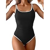 Aidonger One Piece Swimsuit for Women Tummy Control Slimming Bathing Suit Color Block Swim Suit Swimwear