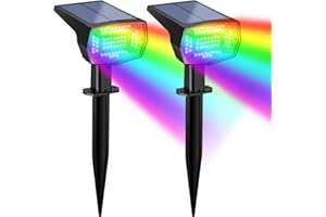 Fabrito Solar Color Changing Lights Outdoor, 9 Color Modes Landscape Spotlights, Dusk to Dawn Solar Powered Spot Lights for Outside, Solar Garden Lights for Yard, Pathway, Tree 2 Pack (Multicolor)