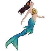 John's Studio Metal Mermaid Sea Wall Decor Outdoor Garden Hanging Art Sculptures Home Ocean Theme Decorations for Kitchen Bathroom and Pool - 14.9Inches