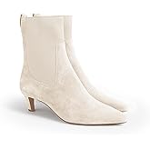 Coutgo Womens Ankle Boots Low Kitten Heel Pointed Toe Slip On Elastic Dressy Fall Winter Booties Shoes