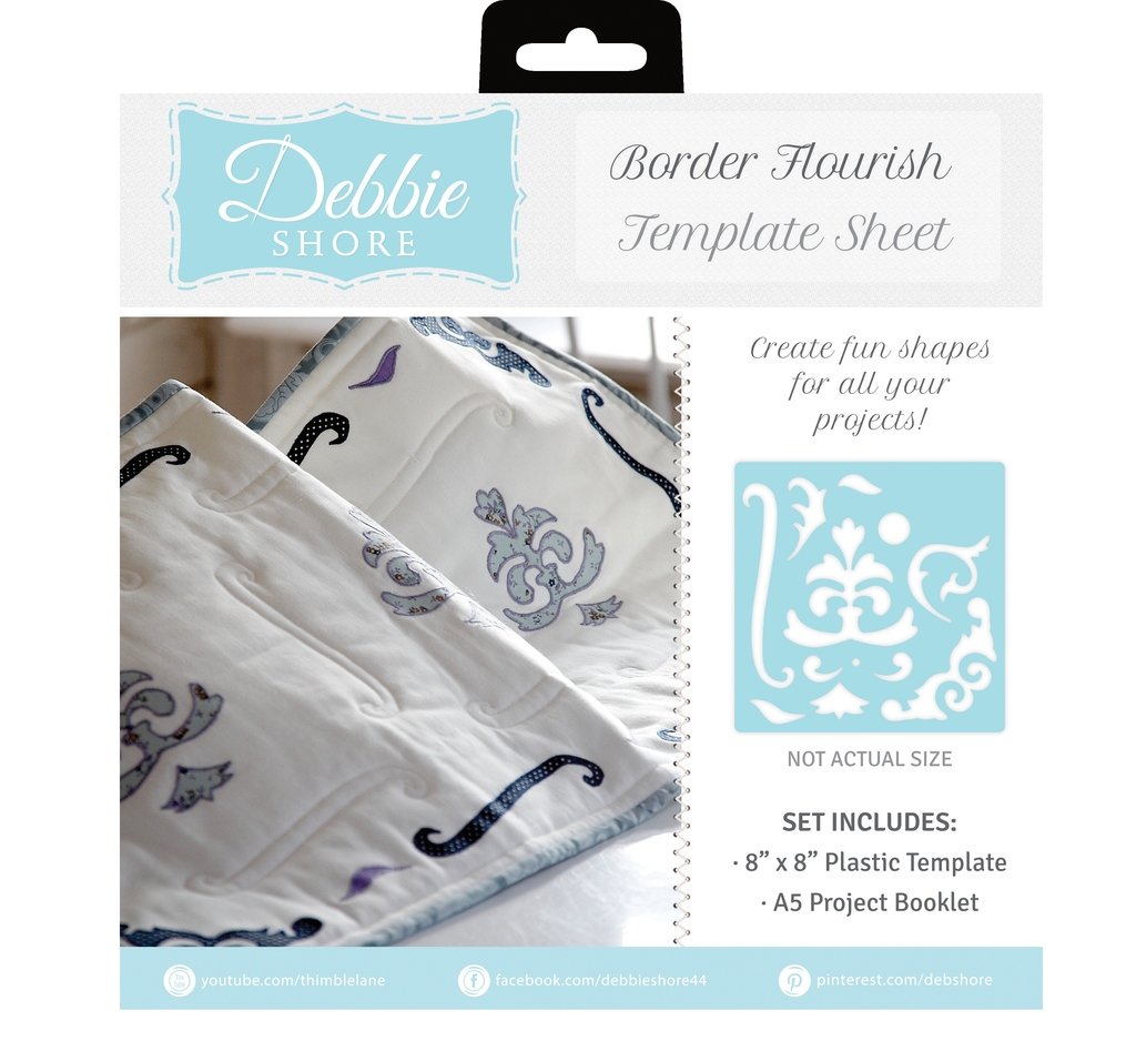 Debbie Shore Template Sheet-Border Flourish, White, 21.5 x 21.5 x 0.1 cm