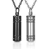 Cremation Necklace for Ashes Cylinder Urns Locket Pendant Ashes Holder Stainless Steel Memorial Jewelry Keepsake Decorative Urns for Women Men