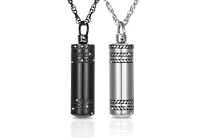 URNAURN Cremation Necklace for Ashes Cylinder Urns Locket Pendant Ashes Holder Stainless Steel Memorial Jewelry Keepsake Decorative Urns for Women Men