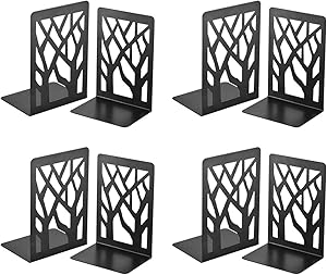 Book Ends, Bookends, Book Ends for Shelves, Bookends for Shelves, Bookend, Book Ends for Heavy Books, Book Shelf Holder Home Decorative, Metal Bookends Black 4 Pair, Bookend Supports, Book Stoppers