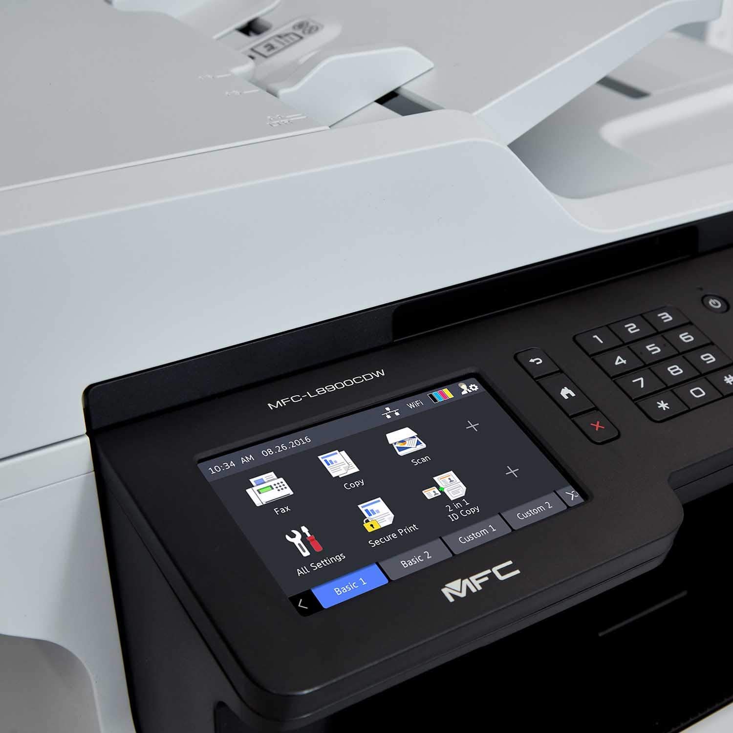 Brother MFC-L8900CDW Business Color Laser All-in-One Printer, Print Scan Copy Fax, Automatic 2-Sided Printing, 5 inch Color Touchscreen, 250-sheet, 512MB, Bundle with JAWFOAL Printer Cable