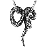 STWTR Stainless Steel Animal Snake Pendant Chain Gothic Jewelry Men's Vintage Necklace