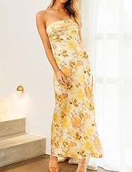 Realtix Summer Satin Print Backless Tube Tops Maxi