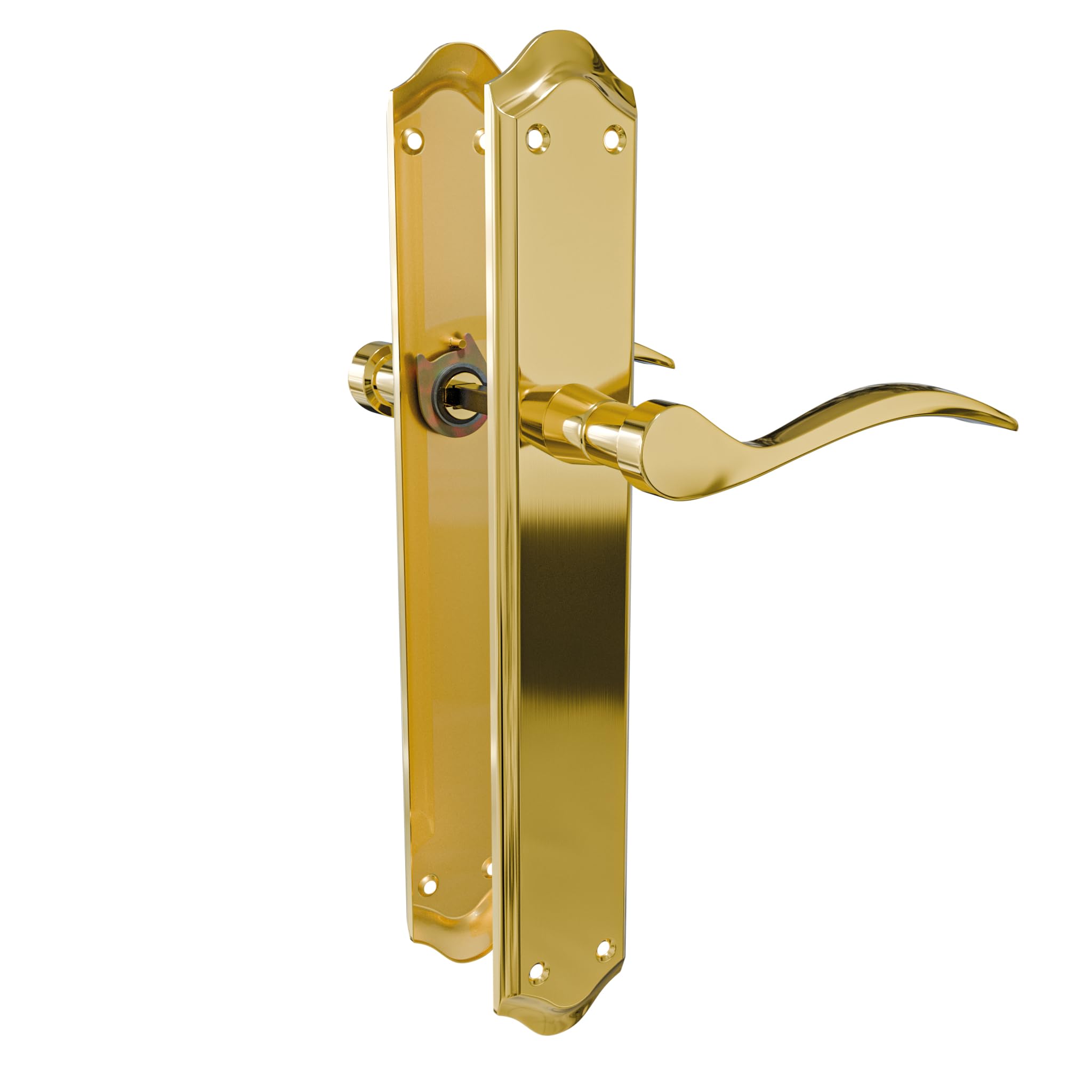 Amig - Door Handle Set with Plate | Beta Handle | Made of Steel | 256 x 48 mm | Square Pin 8 mm | Matt Brass-Plated