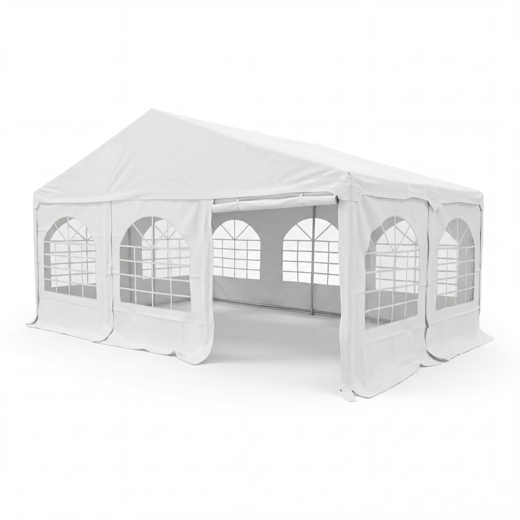 Tent for Events Partyzelt 4x6 m, 620g/m² PVC Eventzelt, Feuerhemmend & Wasserdicht, Klicksystem ohne Schrauben, Stahlrahmen, Inkl. 8 Fenster- & 2 Türseitenteile, Weiß