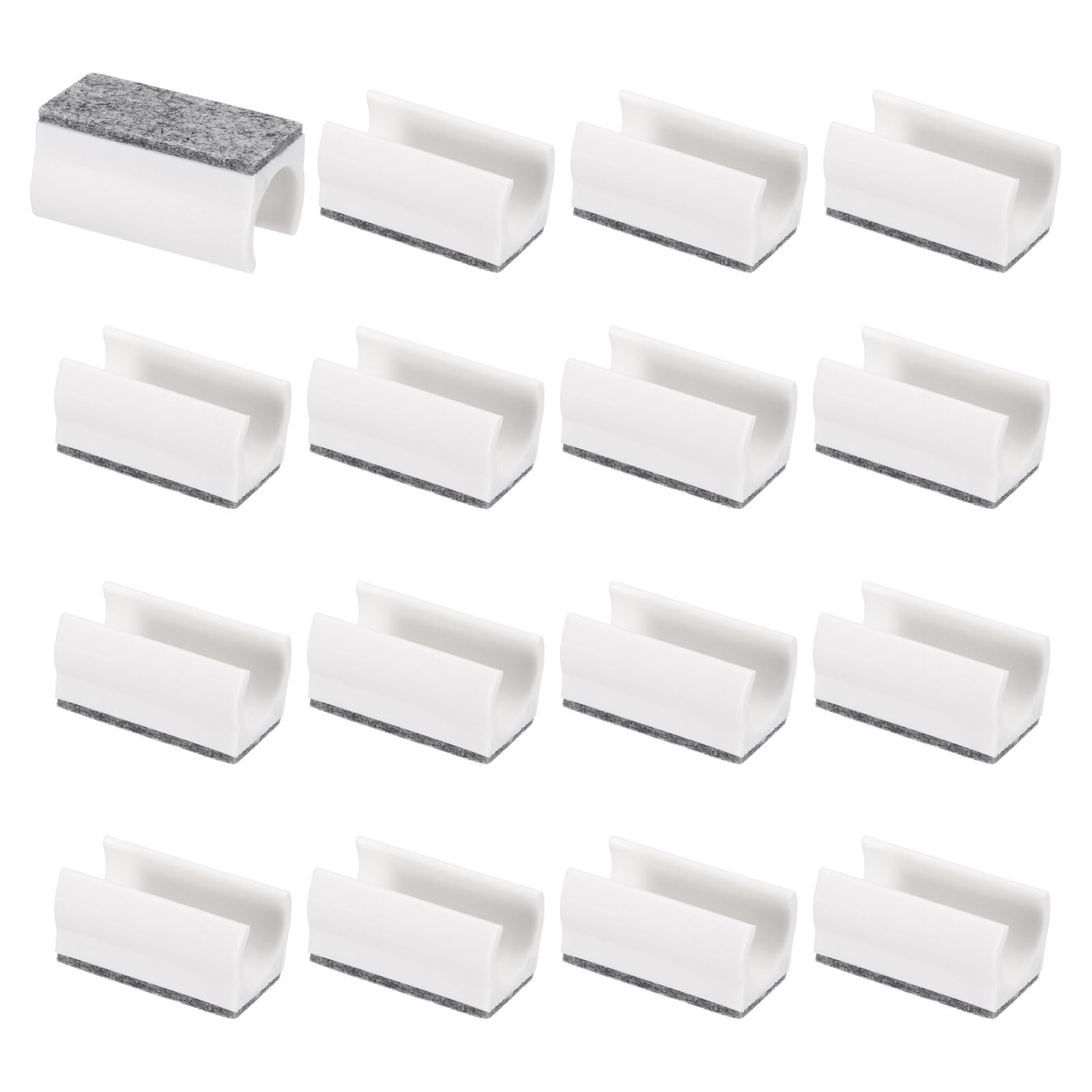 PATIKIL 19mm Rectangle Chair Leg Cover with Felt Pad, 16Pcs Slide Smoothly No Scratches No Noise Furniture Feet Hardwood Protectors Tips Floor Glides Tubing Caps for Office, White Grey