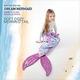 COSUSKET Mermaid Tail Blanket for Girls, All Seasons Soft Premium Colorful Fish Scale Design Snuggle