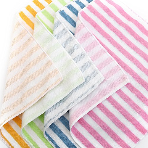 Microfiber Cleaning Cloth – HijiNa, Pack of 50, Size 12”x12”, for cleaning tasks in the Kitchen, Bathroom, Dining Room and More (Bar - 4 Color Pack of 50)