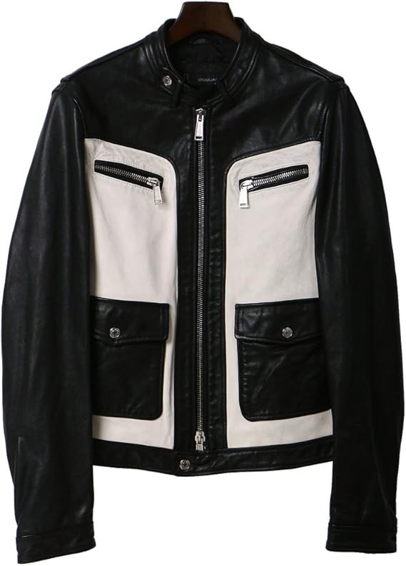 Amazon ディースクエアード Dsquared レザー ブルゾン D2 Am0461 X7818 並行輸入品 50 ホワイト ブラック ウェア シューズ コート ジャケット 通販