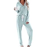 Aamikast Women's Pajama Sets Long Sleeve Button Down Sleepwear Nightwear Soft Pjs Lounge Sets