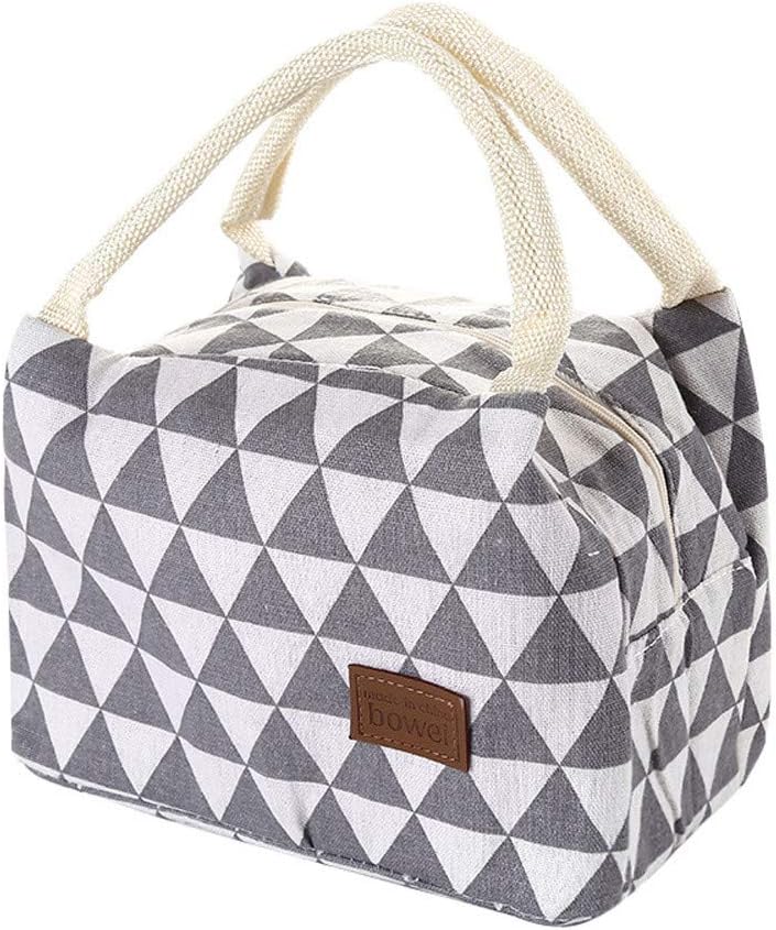 Insulated Lunch Bag,Vanvler Bottle Thermal Cooler Bag Canvas Food Box Tote for Women Kids (21/14/15cm, A)