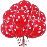 TONIFUL 100pcs Red and White Polka Dots Balloons 12inch Large Polka Dot Latex Party Mouse Balloons for Wedding Birthday Party Festival Decoration Halloween Christmas New Year Supplies