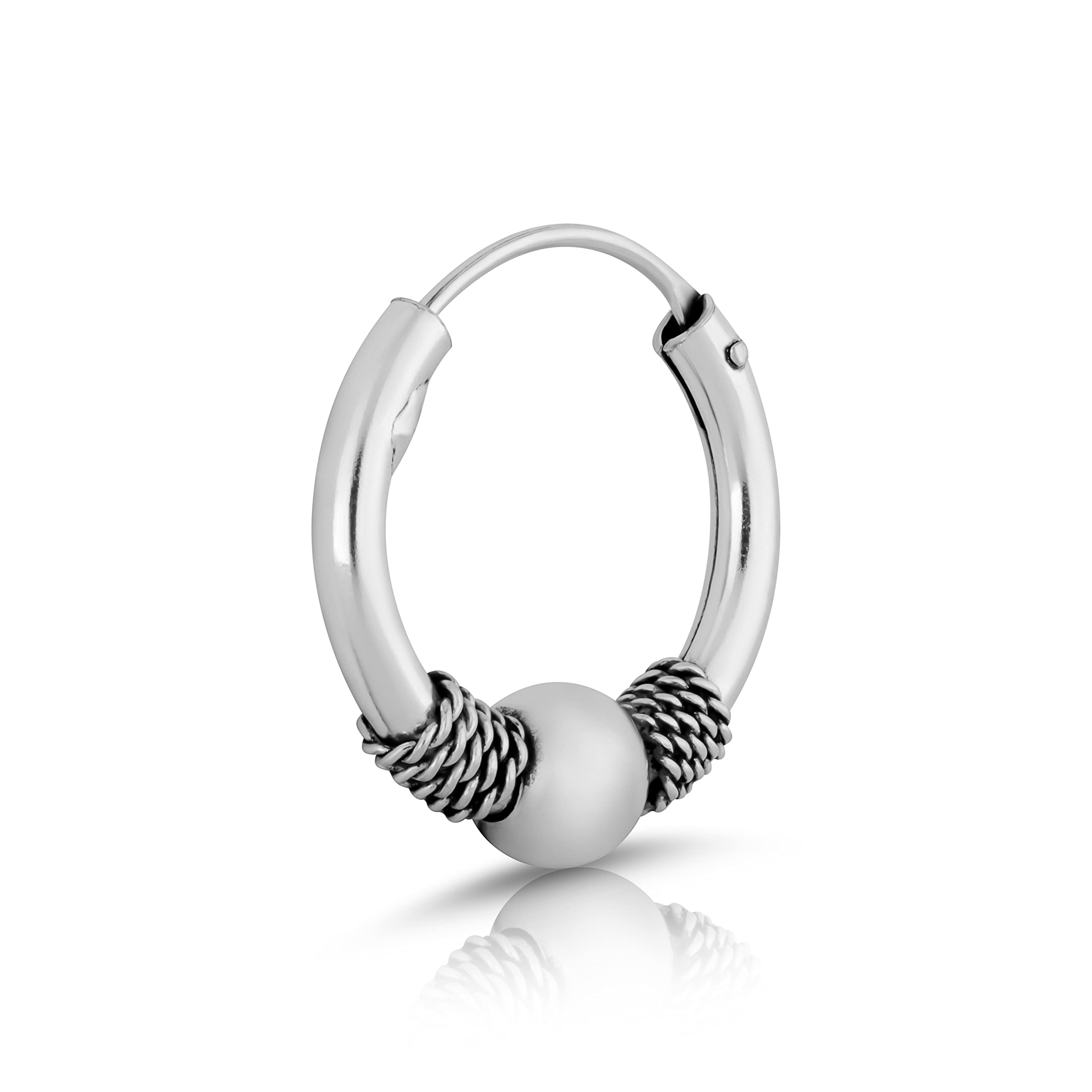 NKlaus Single Ø 16mm Bali Ball Creole Celtic 925 Sterling Silver Men Gothic 4334