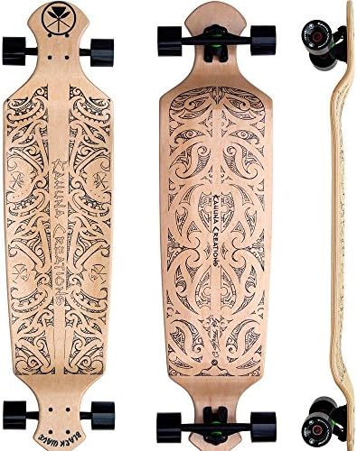 Kahuna Creations - Black Wave Natural Drop Deck Longboard 43 Inch | Performance Board (Natural/Black)