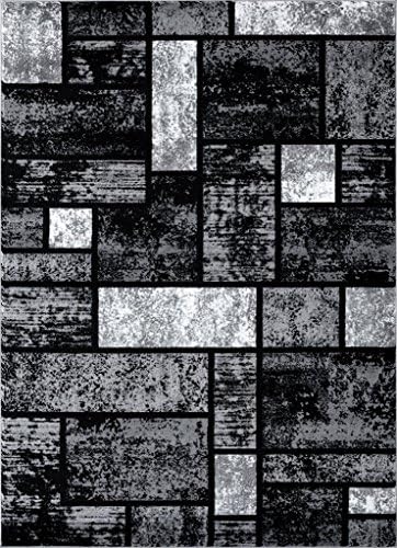 Persian-Rugs T1007 Abstract Modern Area Rug Carpet 710 X 102 Gray Black White