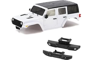 INJORA 133g 6.10in Wheelbase Shell - ABS Hardtop Body Kit with Front Rear Bumpers for TRX4M Bronco Defender 1/18 RC Crawler Chassis (White)