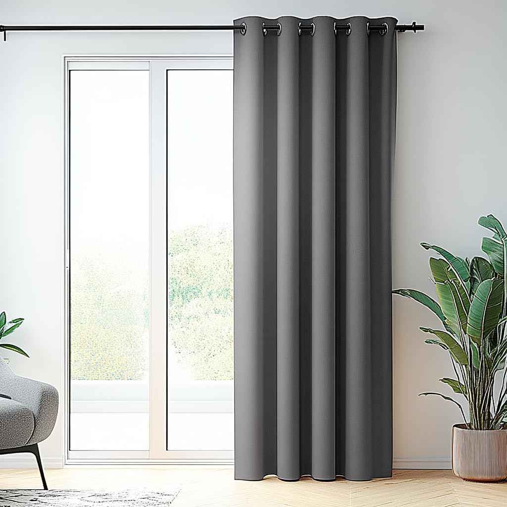 PANOVOUS Wide Blackout Curtains for Sliding Glass Door, Patio Door Curtain Panel, Room Divider Curtains for Privacy 100W x 84L Inch 1 Panel GREY