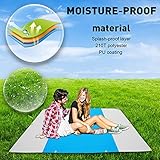 IdealHouse Sand-Free Beach Blanket, Extra Large Size 7′ x 9′ for 4 Adults, 210T Polyester 100% Waterproof, Compact Pinic Outdoor Mat with 10 Stakes