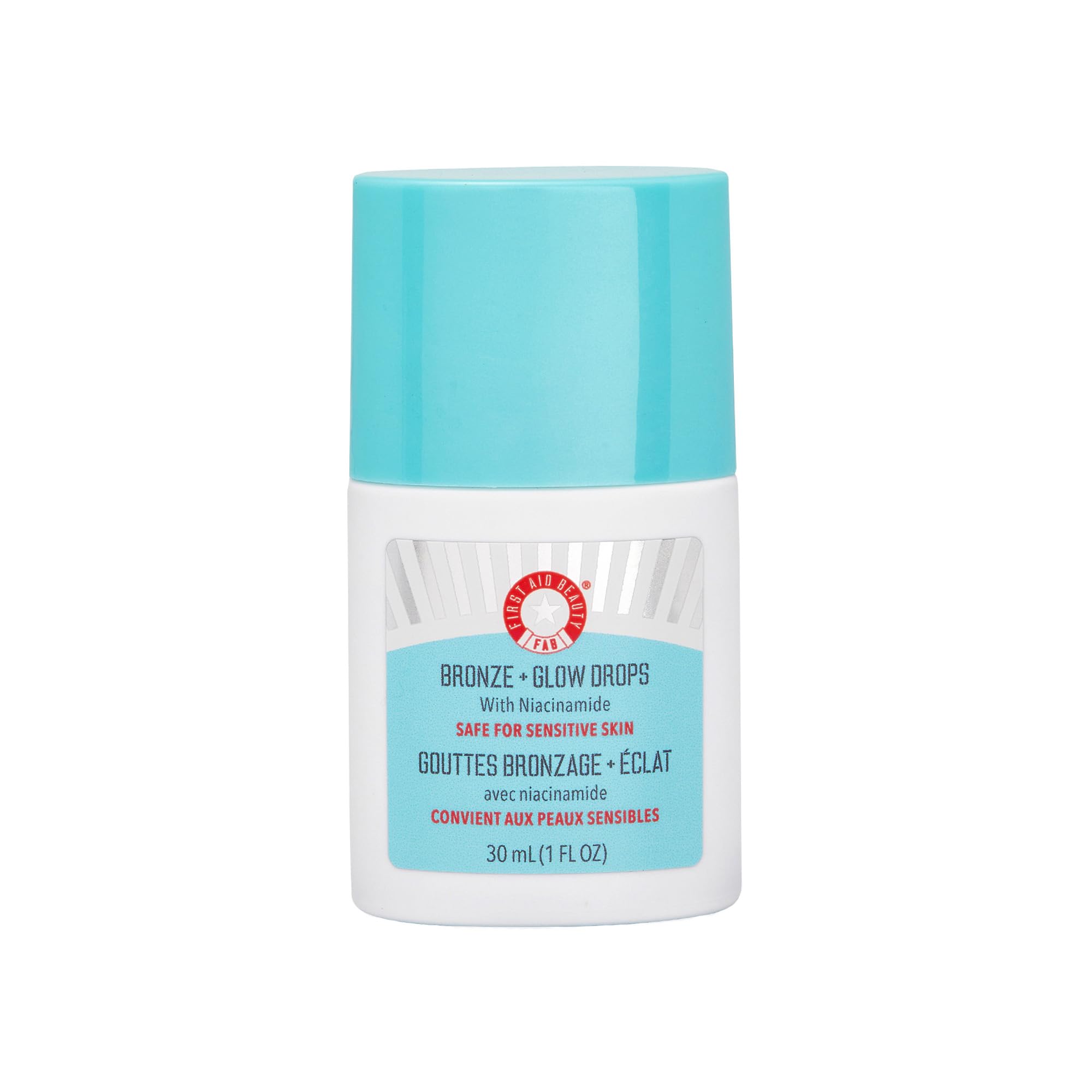 First Aid Beauty - Bronze + Glow Drops with Niacinamide, Visibly Evens Skin Tone, Blurs Pores and Hydrates for 24 hours with a Bronze Kiss of Color, Non-Comedogenic, Safe for Sensitive Skin, 30 mL