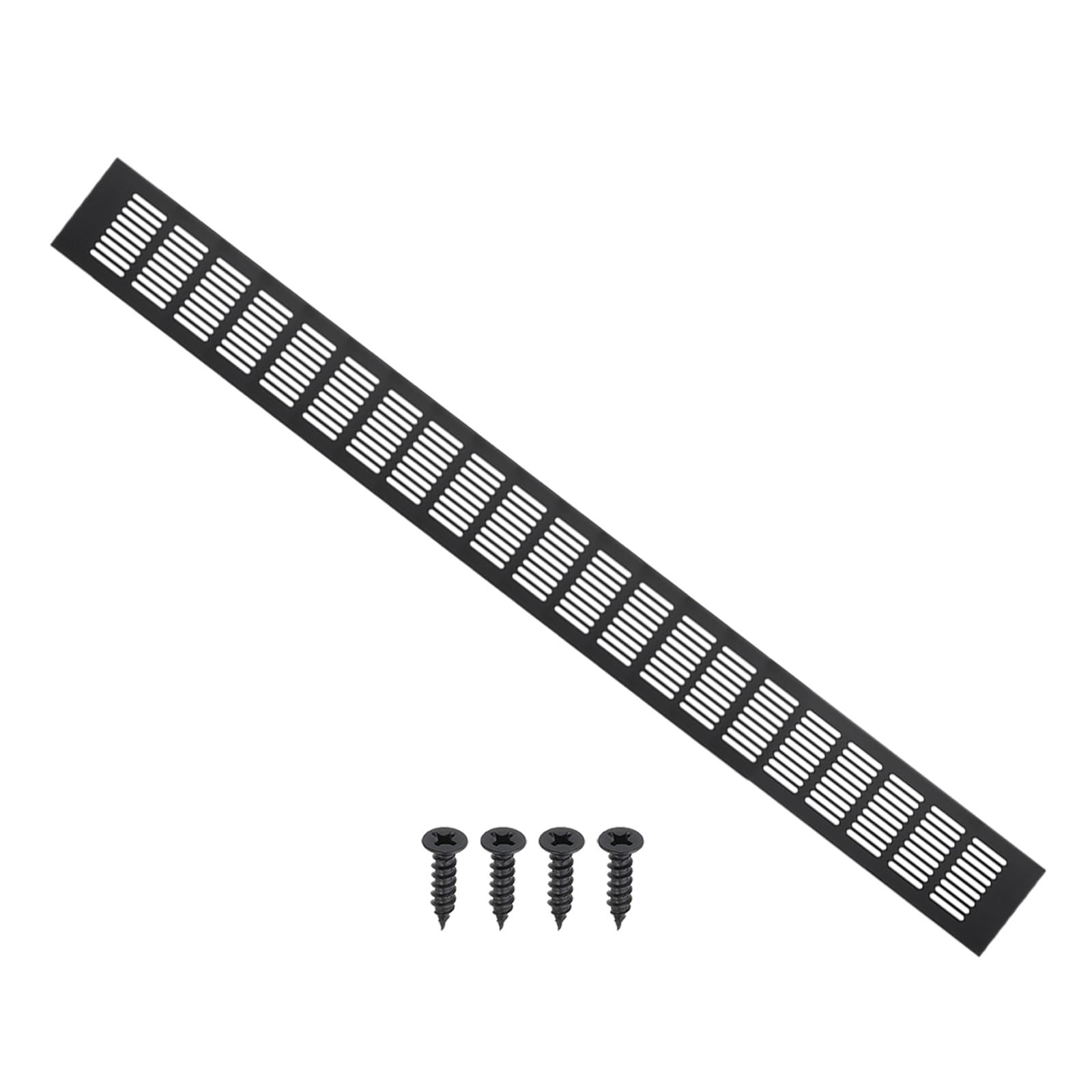 PATIKIL 31.5 x 3.2 Inch Door Air Vent Cover, Aluminum Grille Ventilation Cover Louvered with Mounting Screws for Cabinet Wardrobe Door, Black
