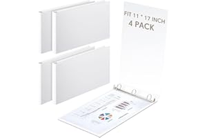Humyoun 4 Pcs 11 x 17 Inch 3 Ring Binders 2 Inch Rings Heavy Duty View Plastic Flexible D Ring Binders Economy Holds 11" x 17" Paper for Artwork Blueprints, Office, Home, Work Places(White)