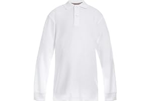 Tommy Hilfiger Kids' Long Sleeve Pique Co-ed Polo Collar Shirt, Boys & Girls School Uniform Clothes