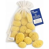 Natural Sea Silk Sponges 12pk, Cosmetic Grade Makeup &amp; Blending Facial Care | Like cotton balls for your face. 12 cosmetic sponges for makeup blending, removal &amp; eye cleansing. Comes with reusable bag.