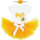Gouldianfinch Infant Baby Girls 1st Birthday Outfits Romper with Headband + Tutu Skirt Toddler Princess Dress