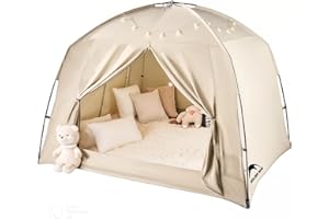 Bed Tents for Kids and Adult, Portable 100% Breathable and 93% Blackout Dream Play Tent, 3 Doors Big Privacy Space Sleeping C
