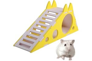 MILIFUN Hamster Houses and Hideouts, Chinchilla House Dwarf Hamster Hideout with Climbing Ladder Slide, Multi-Chamber Small Animal Maze Hut for Hedgehog Syrian Mice Hideout.