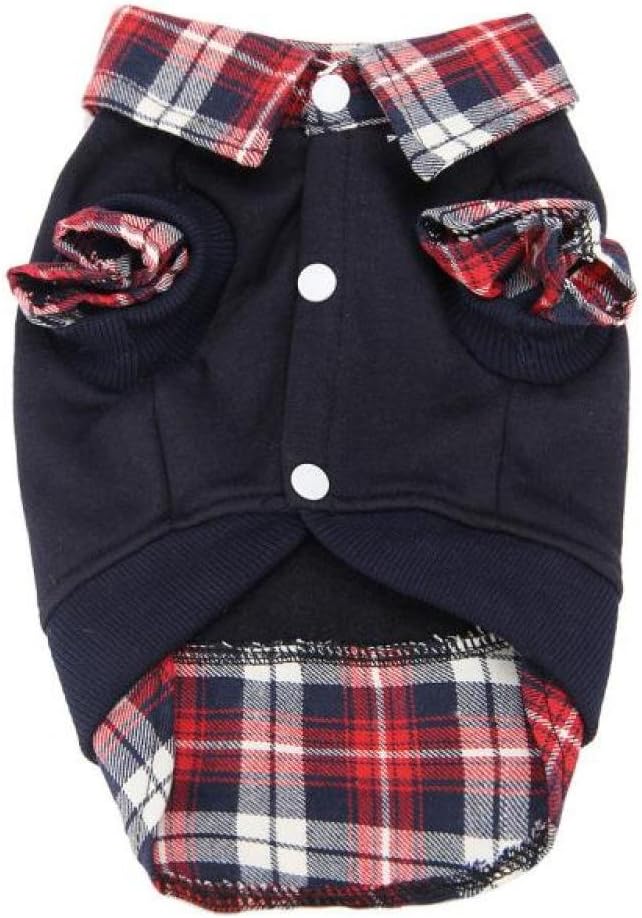 entireface 1PC POLO Shirt Dog Coat Costume Cat Grid Puppy Warm T-Shirt Pet Clothes (M, Black)