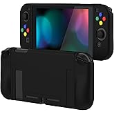 PlayVital Black Protective Case for Nintendo Switch, Soft TPU Slim Case Cover for Nintendo Switch Joycon Console with Colorful ABXY Direction Button Caps