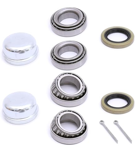 FKG Trailer Bearing Repair Kit For 1-1/16 Inch Straight Spindles – Includes L44649 Bearings, Seals, And Dust Caps (Pair)
