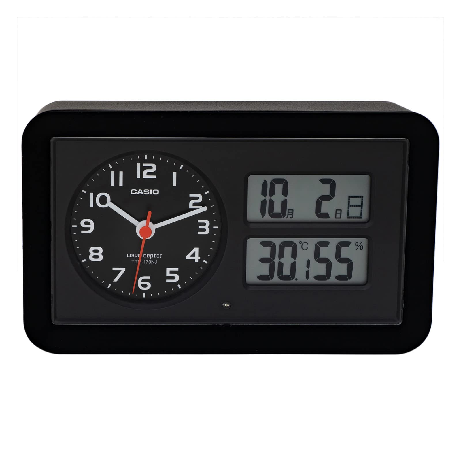 CASIO(カシオ) Casio TTM-170NJ-1JF Alarm Clock, Atomic Clock, Black, Analog Snooze Light, Automatic Lighting