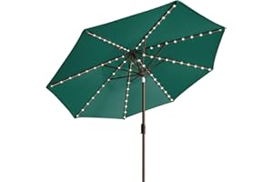 EliteShade USA 10-Year-Non-Fading Solar 9ft Market Umbrella with 80 LED Lights Patio Umbrellas Outdoor Table Umbrella with Ventilation,Forest Green