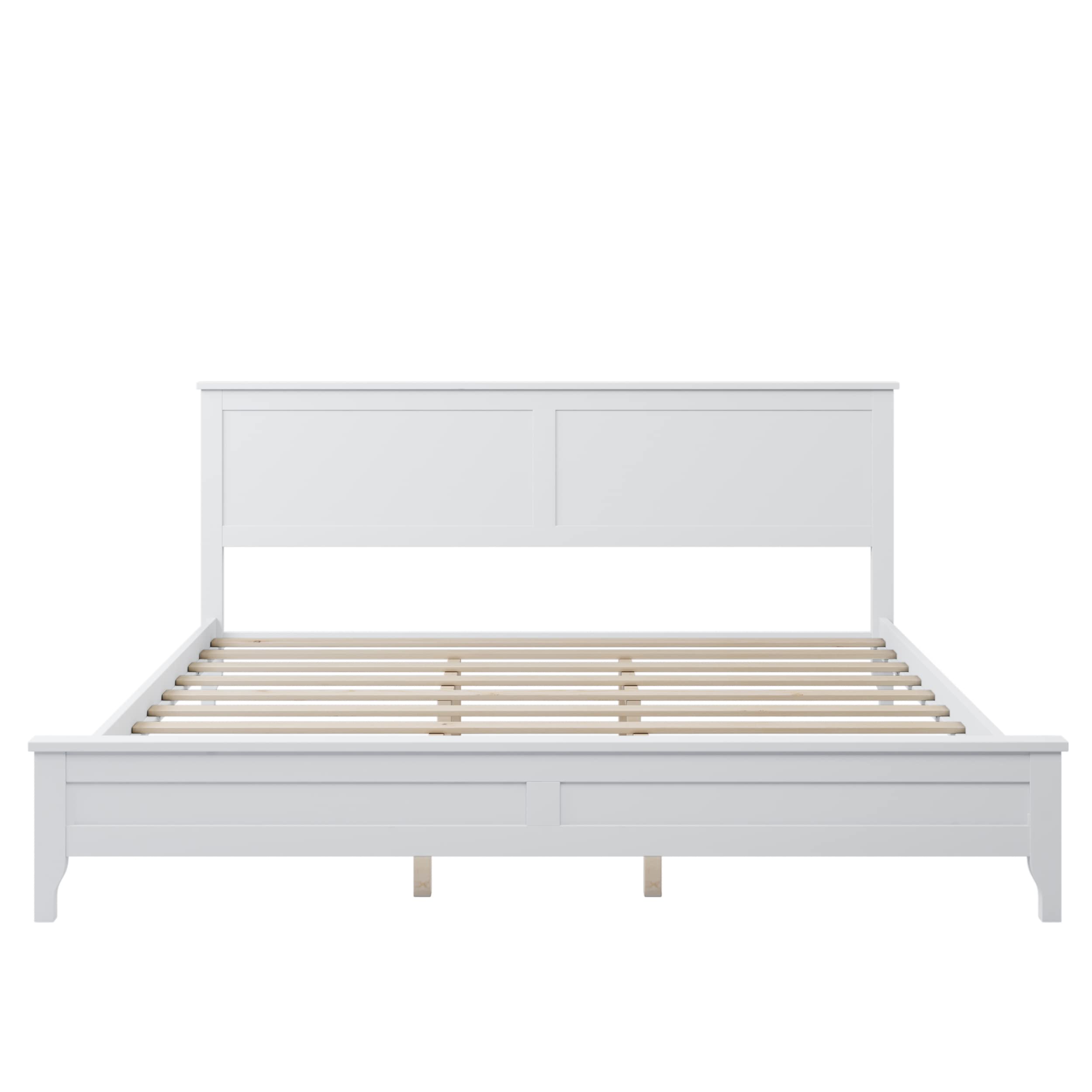 LZ LEISURE ZONE King Size Platform Bed, Modern Solid Wood King Platform