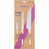 OPINEL Parallele Trio Set of 3 Kitchen Knives - Chef, Carving, Paring Knife Trio Box Set, High Carbon Stainless Steel Blades,