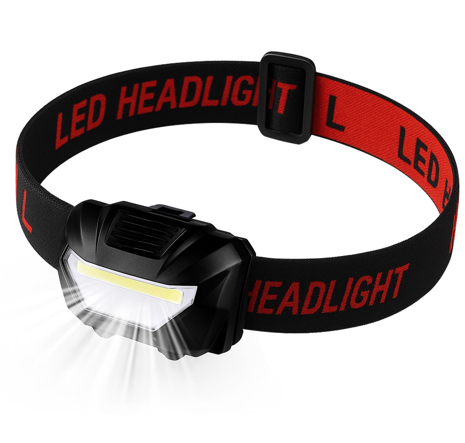 Head Torch, Xndryan Ultra Bright COB LED Head Torch Battery Operated Lightweight Headlamp, 3 Lighting Modes, Adjustable Strap, Waterproof Headlight for Camping, Hiking, Cycling, Running, Reading